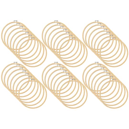 36 Pack: 9" Wooden Embroidery Hoop by Loops & Threads™